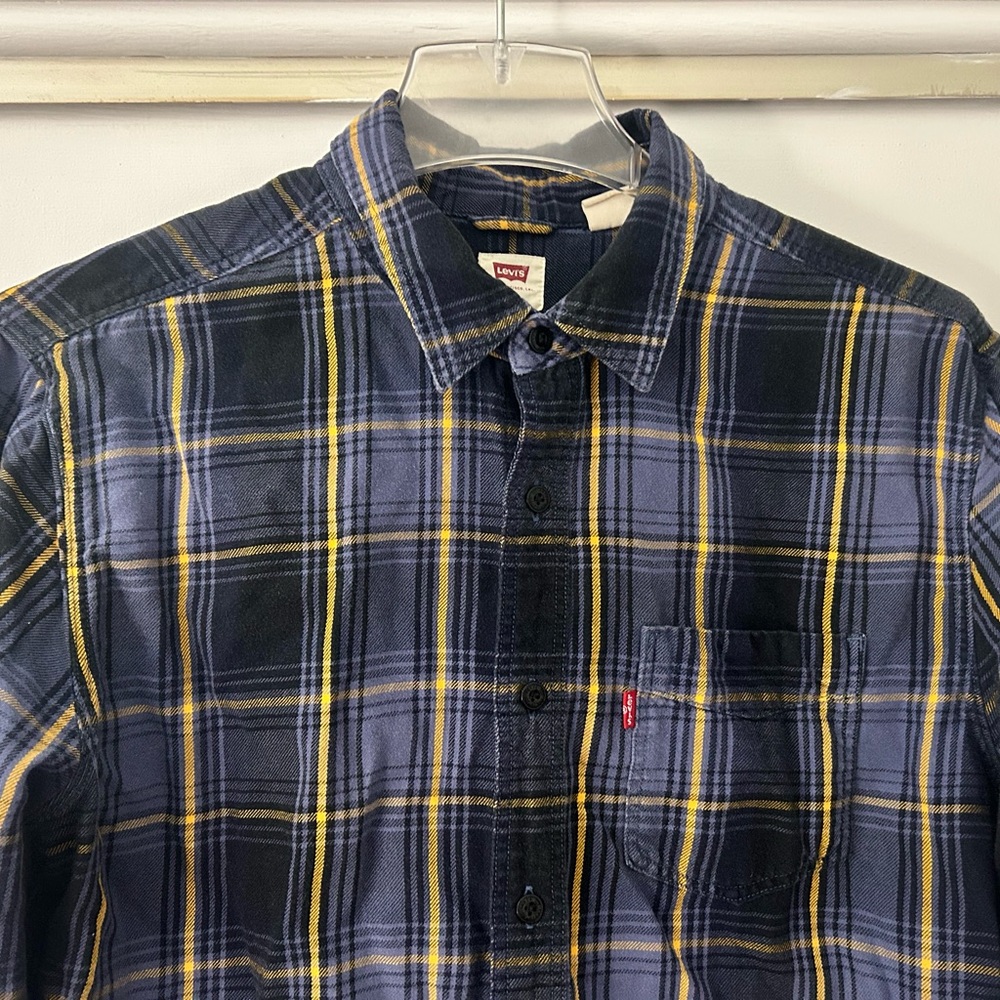 Levi's Navy and Yellow Plaid Shirt